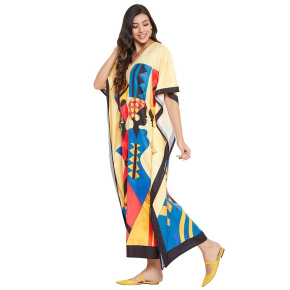 Gypsie Blu Women Caftan Dress Plus Size Lady Tribal Print Maxi Dresses for Party - Picture 6 of 9